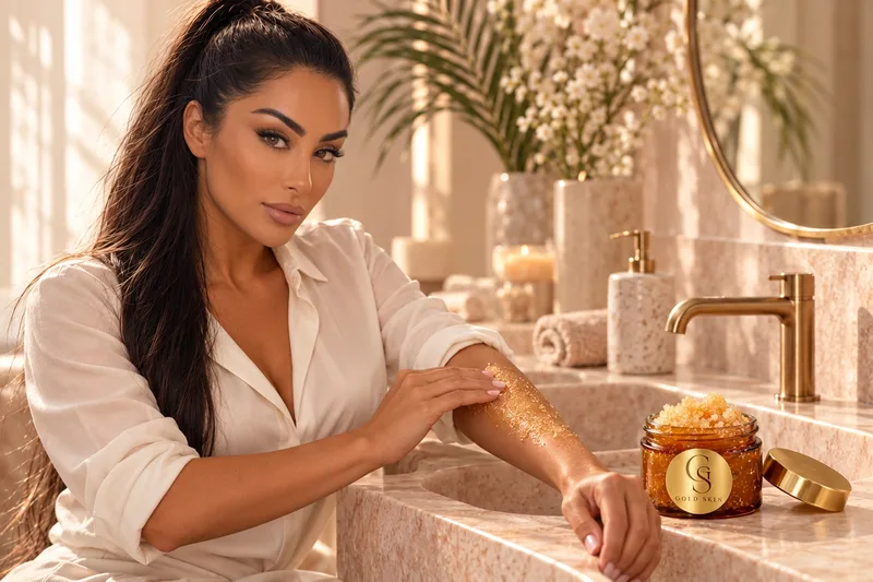 Natalia using Gold Skin Gold Body Scrub