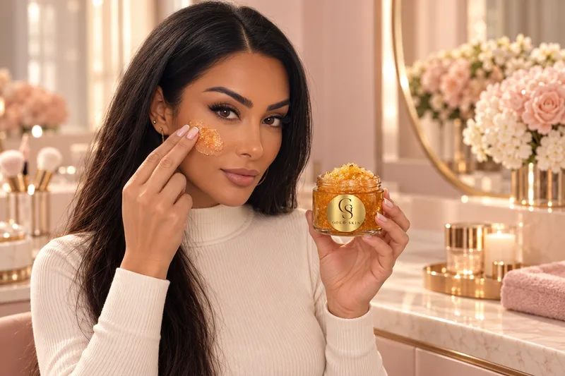 Natalia using Gold Skin Gold Radiance Scrub